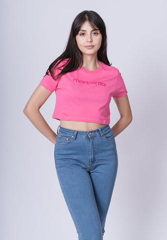 Hot Pink with Mossimo Minimal Branding with Embossed print Super Cropped Fit Tee - Mossimo PH