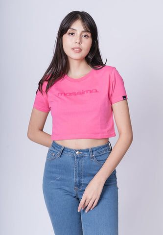 Hot Pink with Mossimo Minimal Branding with Embossed print Super Cropped Fit Tee - Mossimo PH