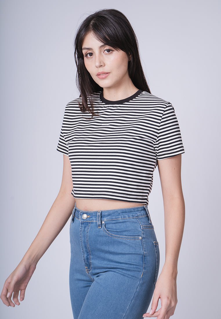 Isabel Black Super Cropped Stripe Fashion Tee - Mossimo PH
