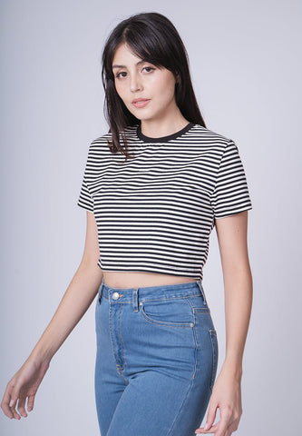 Isabel Black Super Cropped Stripe Fashion Tee - Mossimo PH