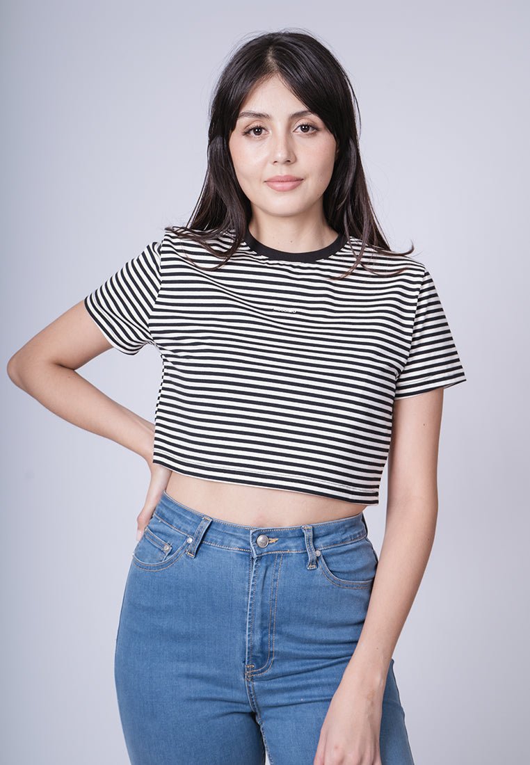Isabel Black Super Cropped Stripe Fashion Tee - Mossimo PH