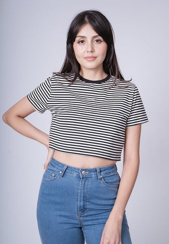 Isabel Black Super Cropped Stripe Fashion Tee - Mossimo PH
