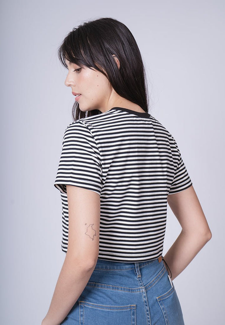 Isabel Black Super Cropped Stripe Fashion Tee - Mossimo PH