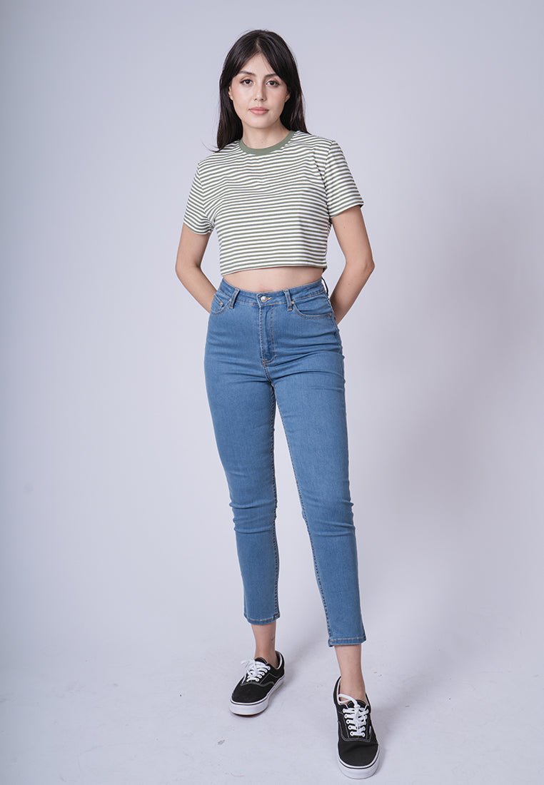 Isabel Sage Green Super Cropped Stripe Fashion Tee - Mossimo PH
