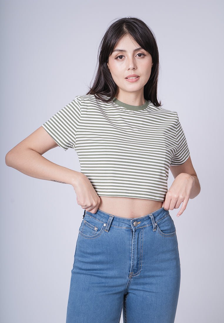 Isabel Sage Green Super Cropped Stripe Fashion Tee - Mossimo PH