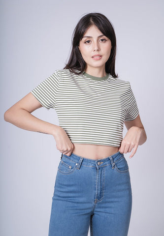 Isabel Sage Green Super Cropped Stripe Fashion Tee - Mossimo PH