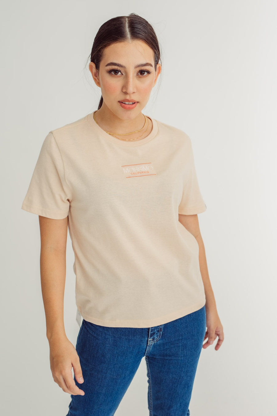 Ivory Cream with Small Branding Embroidery Comfort Fit Tee - Mossimo PH