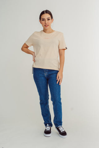 Ivory Cream with Small Branding Embroidery Comfort Fit Tee - Mossimo PH