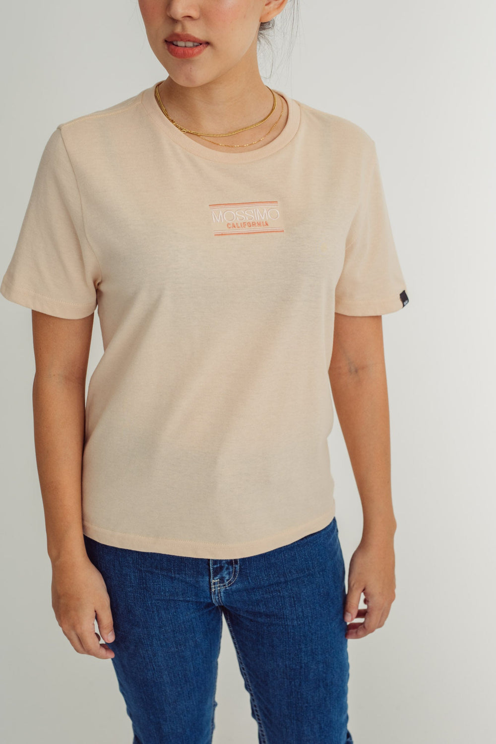 Ivory Cream with Small Branding Embroidery Comfort Fit Tee - Mossimo PH