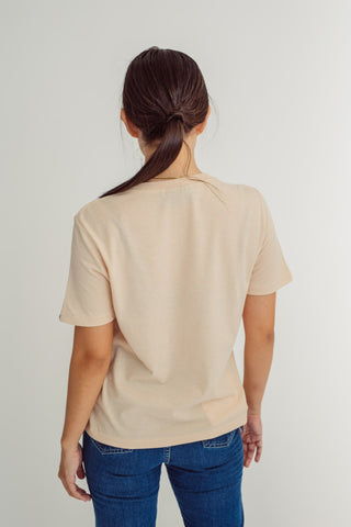 Ivory Cream with Small Branding Embroidery Comfort Fit Tee - Mossimo PH