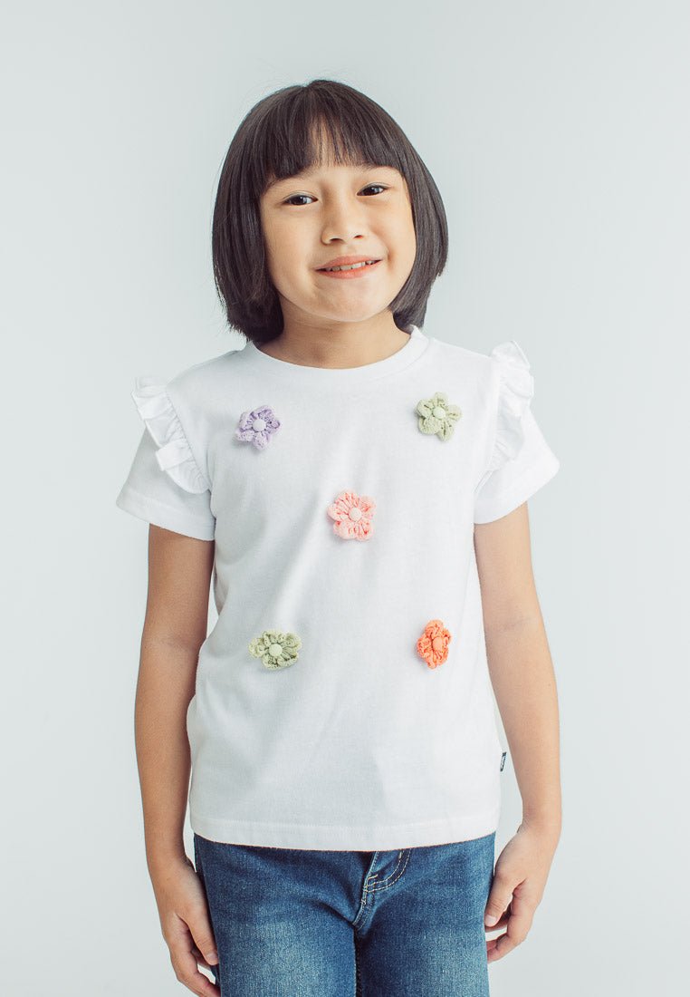 Iya White Girls Short Sleeve Floral Lace Top - Mossimo PH