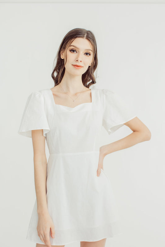 Jannah White Cap Sleeve Square Neck Dress - Mossimo PH