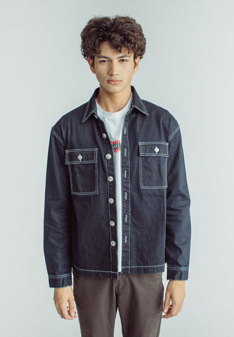 Jayson Black Constrasting Stitch Denim Urban Jacket - Mossimo PH