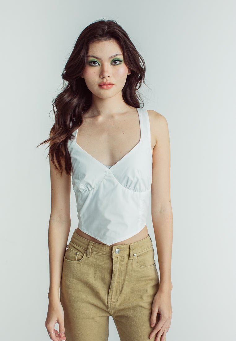 Jazel White Sleeveless Woven Crop Bustier with Strap - Mossimo PH
