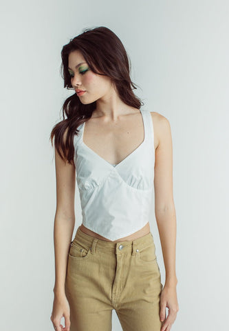 Jazel White Sleeveless Woven Crop Bustier with Strap - Mossimo PH