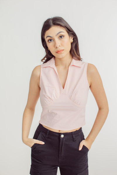 Juliana Pink V Neck Vest with Collar - Mossimo PH