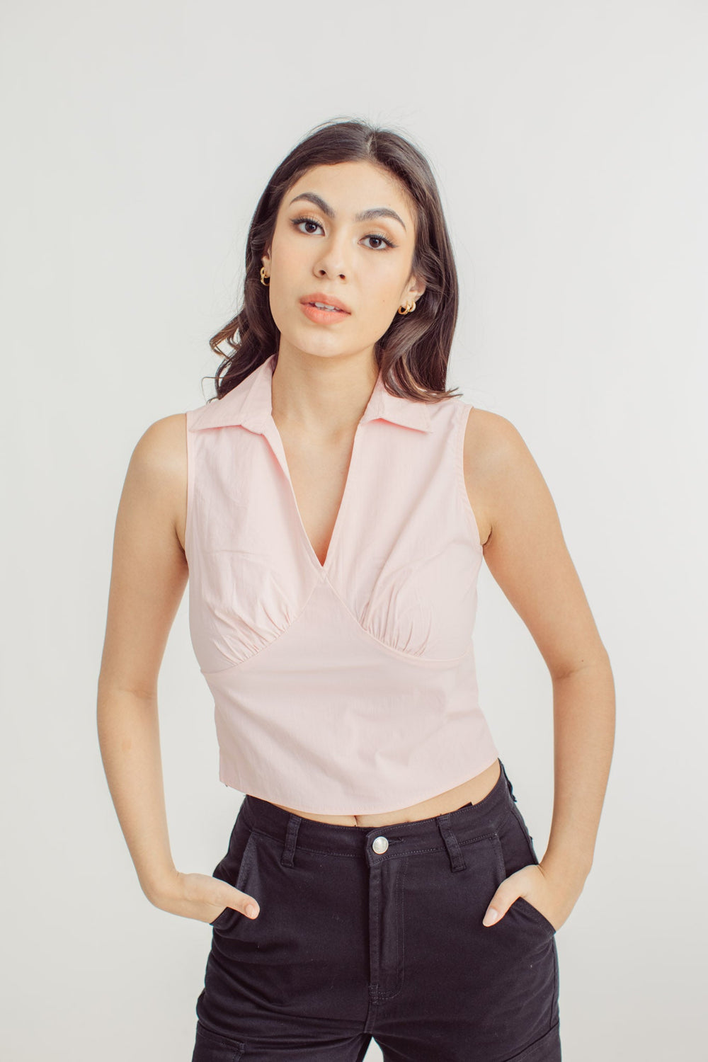 Juliana Pink V Neck Vest with Collar - Mossimo PH