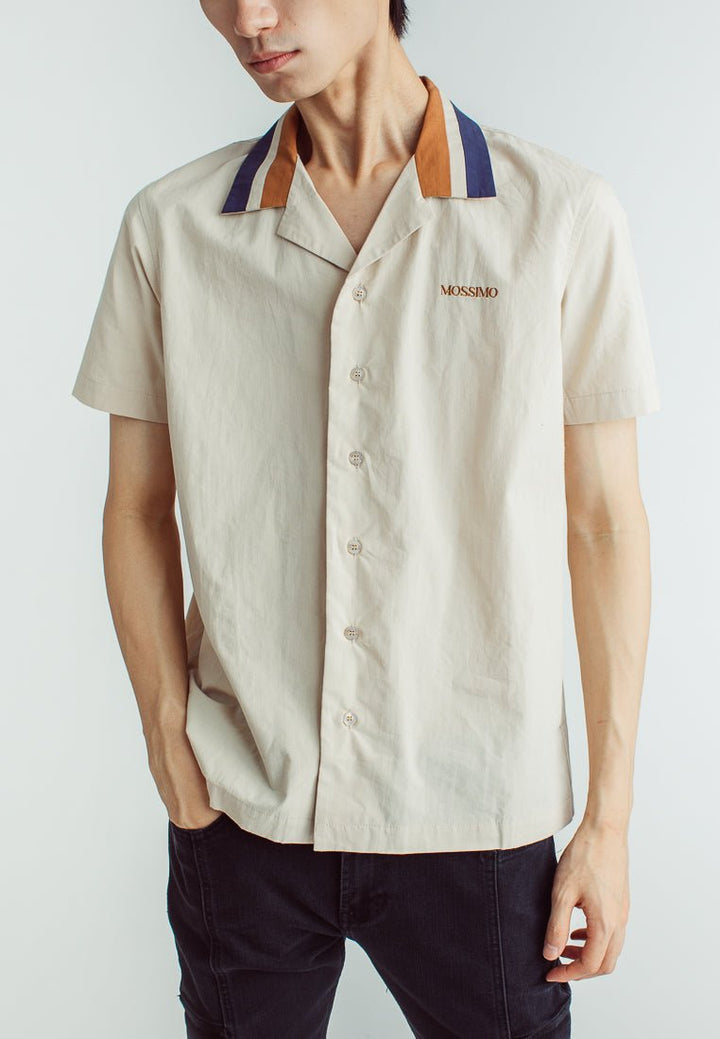 Kervin Beige Classic Short Sleeve Button Down with Embroidery - Mossimo PH