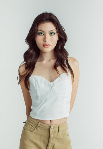 Laurice White Woven Bustier with Spaghetti Strap - Mossimo PH