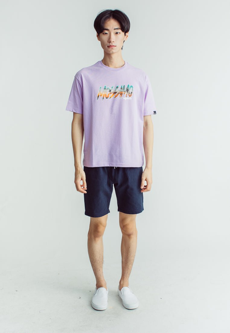Lavander Basic Round Neck Urban Fit Tee with Photographic Print - Mossimo PH