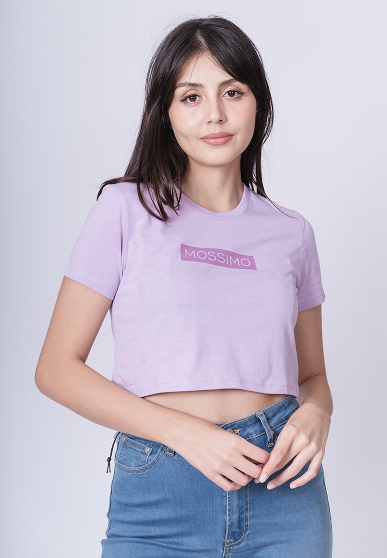 Lavender Frost with Minimal Boxed Design Soft Touch Vintage Cropped Fit Tee - Mossimo PH