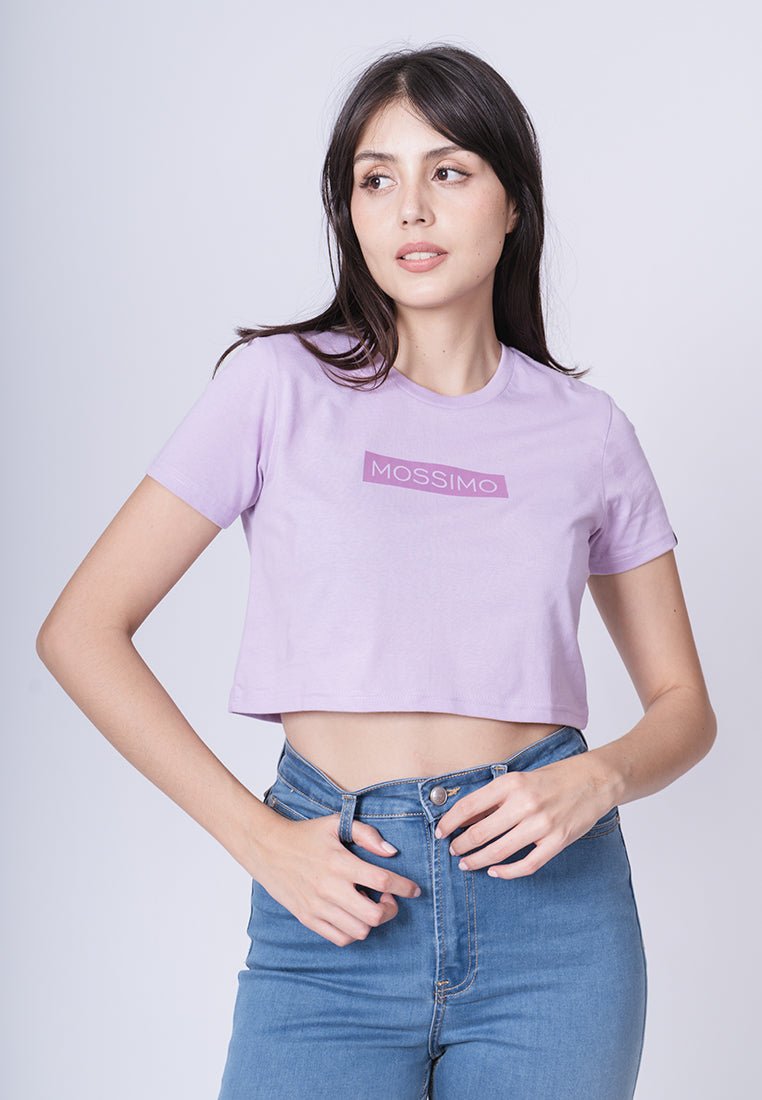 Lavender Frost with Minimal Boxed Design Soft Touch Vintage Cropped Fit Tee - Mossimo PH