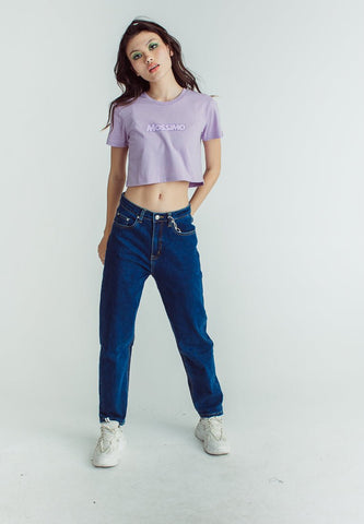Lavender Frost with Small Mossimo Design Flat Print and High Density Print Vintage Cropped Fit Tee - Mossimo PH