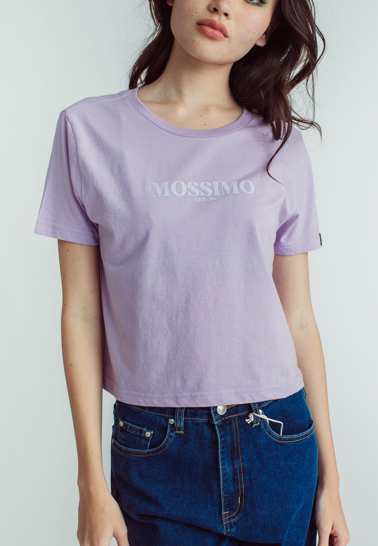 Lavender with Mossimo Est. 86 High Density Print and Crack Effect Classic Cropped Fit Tee - Mossimo PH