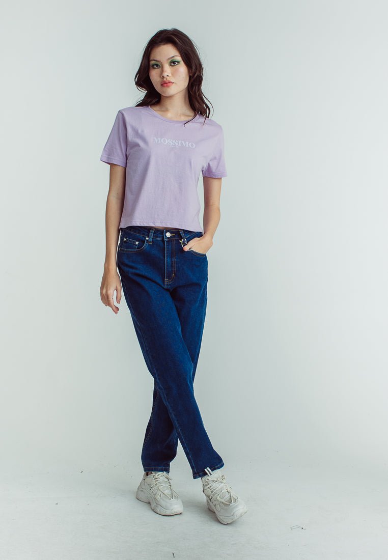 Lavender with Mossimo Est. 86 High Density Print and Crack Effect Classic Cropped Fit Tee - Mossimo PH