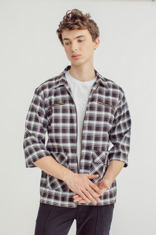 Leo Black Stripes Plaid Oversized with Zipper - Mossimo PH