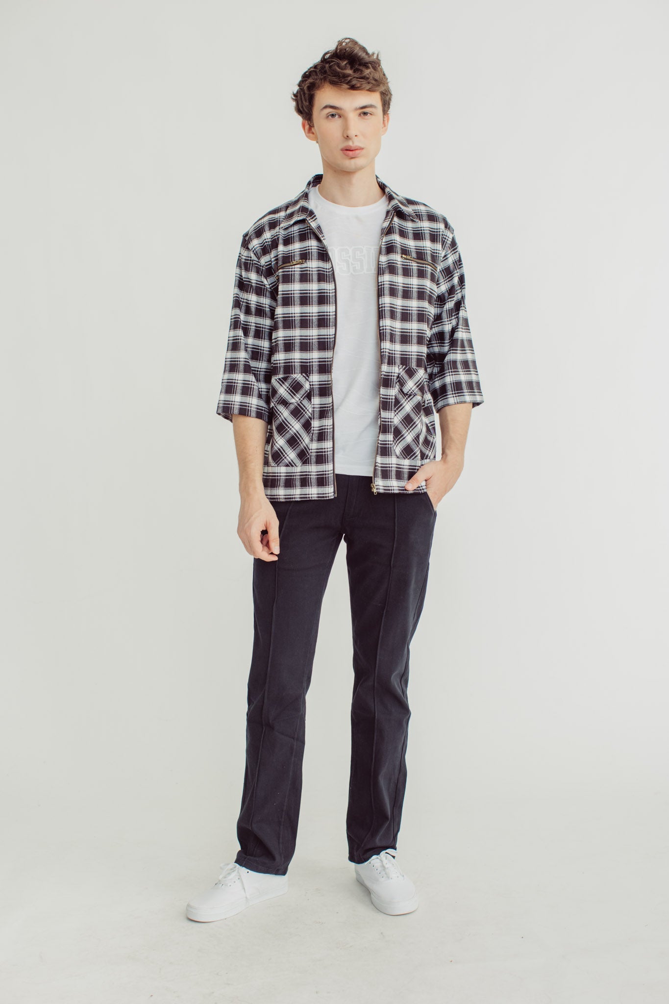 Leo Black Stripes Plaid Oversized with Zipper - Mossimo PH