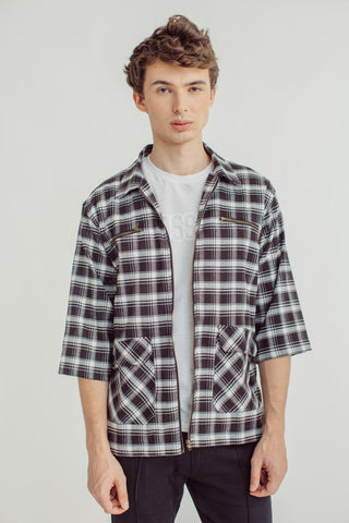 Leo Black Stripes Plaid Oversized with Zipper - Mossimo PH