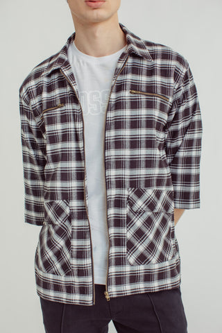 Leo Black Stripes Plaid Oversized with Zipper - Mossimo PH