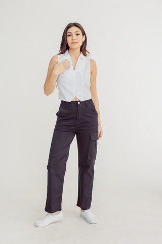 Lian White Halter Top with With Spread Collar - Mossimo PH
