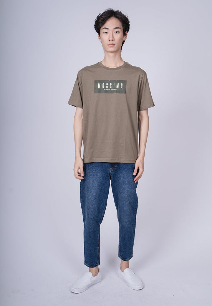 Lichen Green Basic Round Neck with High Density and Flat Print Comfort Fit Tee - Mossimo PH
