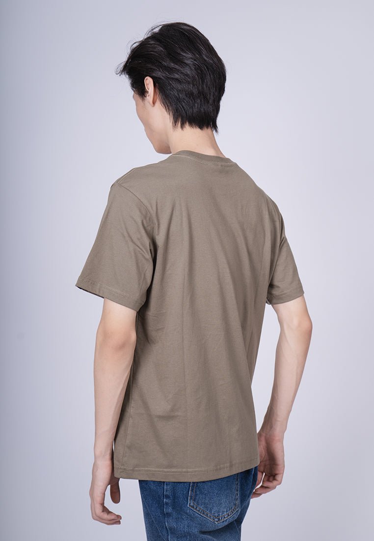 Lichen Green Basic Round Neck with High Density and Flat Print Comfort Fit Tee - Mossimo PH