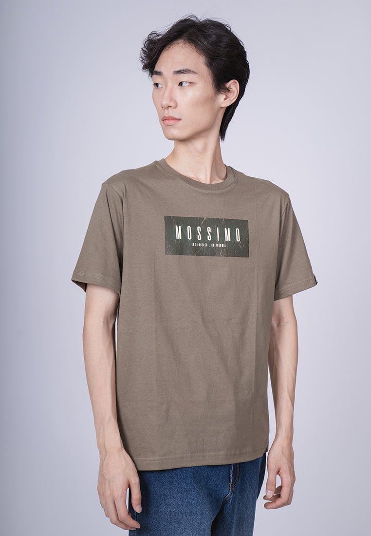 Lichen Green Basic Round Neck with High Density and Flat Print Comfort Fit Tee - Mossimo PH