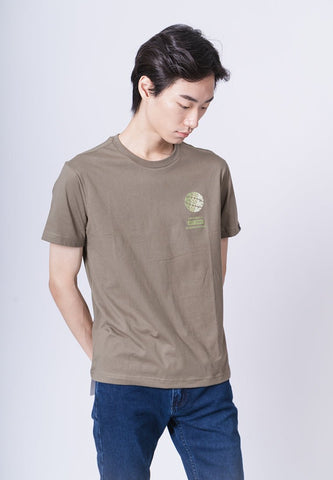 Lichen Green Muscle Fit Basic Round Neck Tee with Slight Embossed Print - Mossimo PH