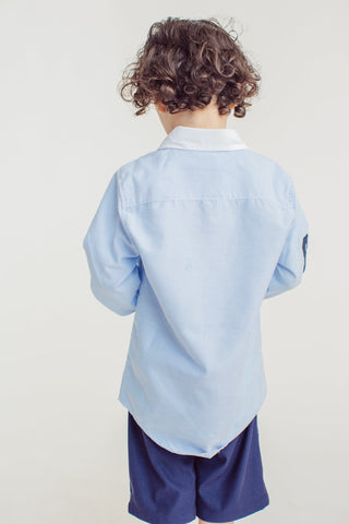 Light Blue Long Sleeves Stripes Shirt with Applique Embroidery - Mossimo PH