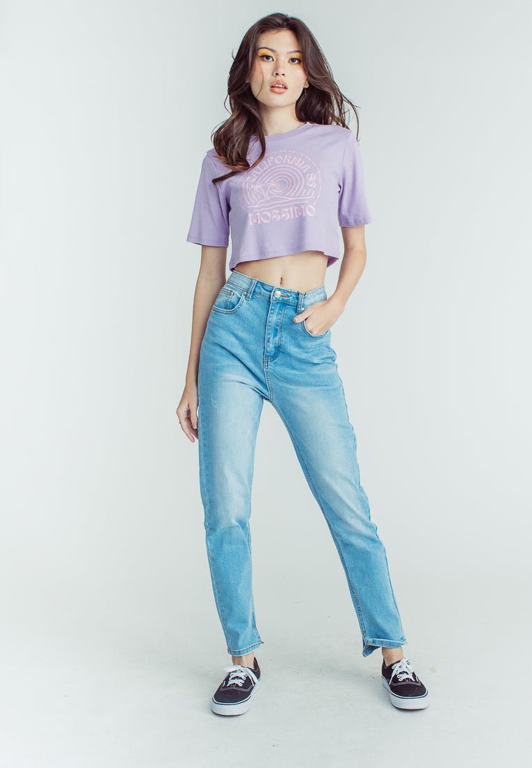 Light Blue Ripped Split Slim Jeans - Mossimo PH