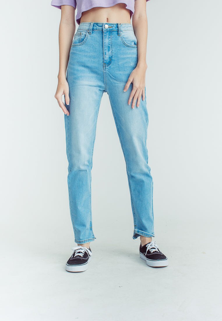 Light Blue Ripped Split Slim Jeans - Mossimo PH