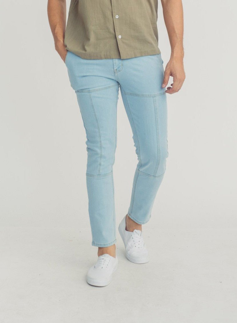 Light Blue Slim Low Rise Garterize Jeans with Belt - Mossimo PH