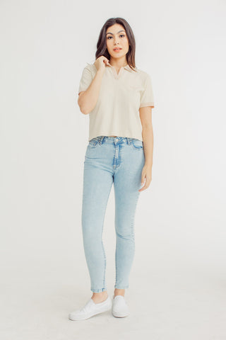 Light Blue Women's Five Pocket Skinny Cropped Mid Jeans - Mossimo PH