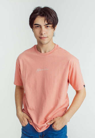 Lobster Bisque Basic Round Neck Urban Fit Tee with Liquid Shimmer and Flat Print - Mossimo PH
