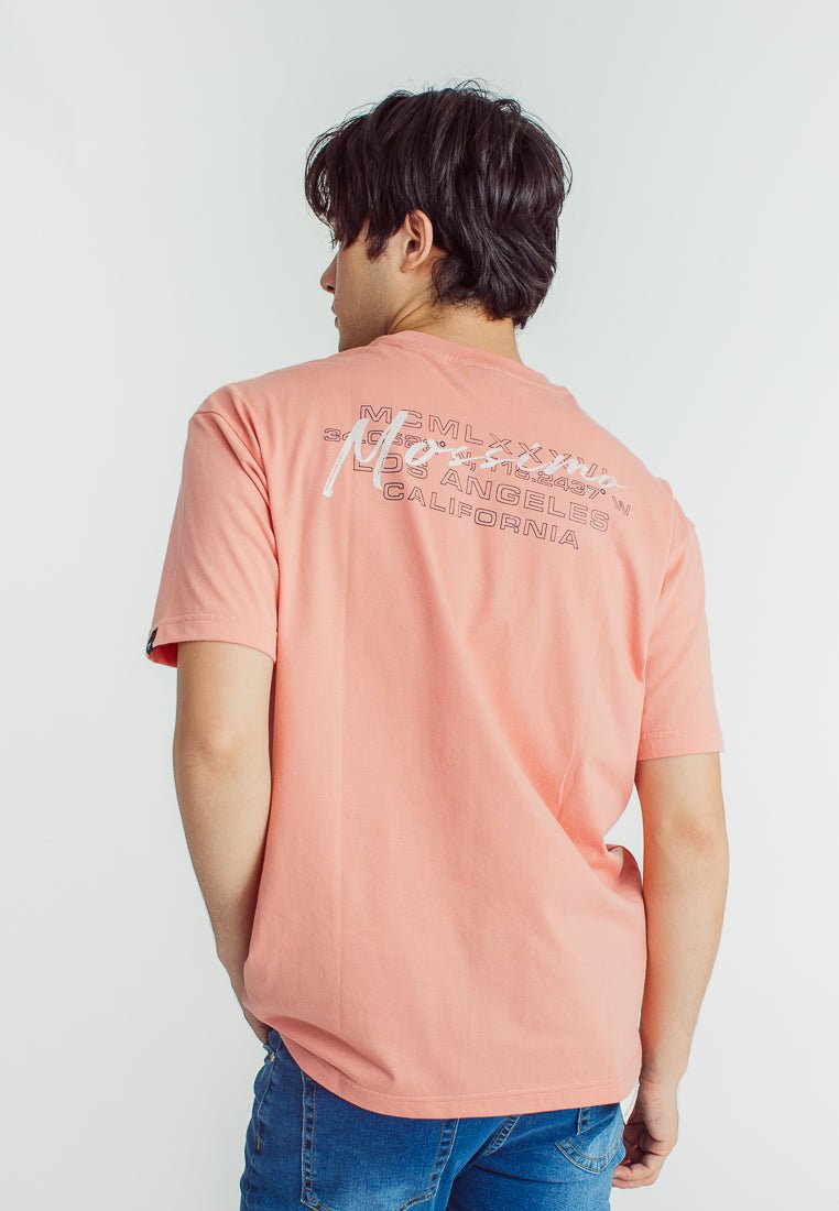 Lobster Bisque Basic Round Neck Urban Fit Tee with Liquid Shimmer and Flat Print - Mossimo PH