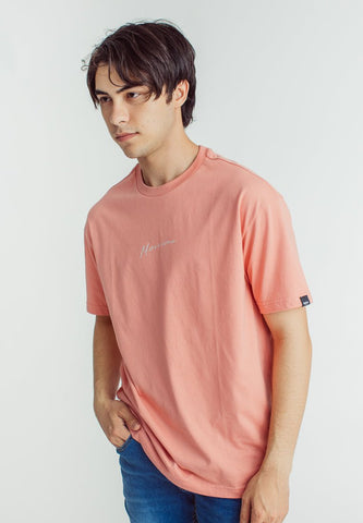 Lobster Bisque Basic Round Neck Urban Fit Tee with Liquid Shimmer and Flat Print - Mossimo PH