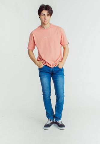 Lobster Bisque Basic Round Neck Urban Fit Tee with Liquid Shimmer and Flat Print - Mossimo PH