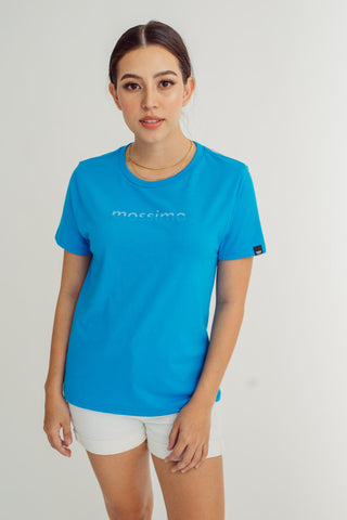 Malibu Blue with Big Branding Flat Print and Silicone Gel Classic Fit Tee - Mossimo PH