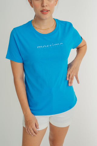 Malibu Blue with Big Branding Flat Print and Silicone Gel Classic Fit Tee - Mossimo PH