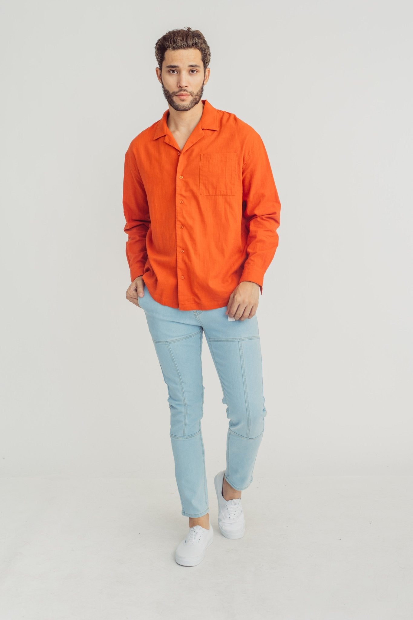 Mango Rust Button Down Woven Long Sleeves - Mossimo PH